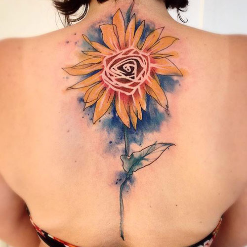 Gorgeous Watercolor Sunflower Tattoo Designs
