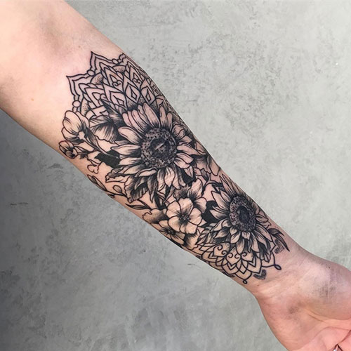 Sunflower Mandala Tattoo