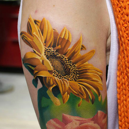 Realistic Sunflower Tattoo