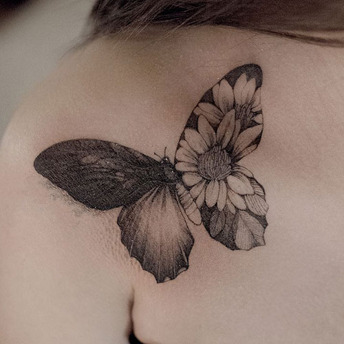 Cute Butterfly with Sunflowers Designs