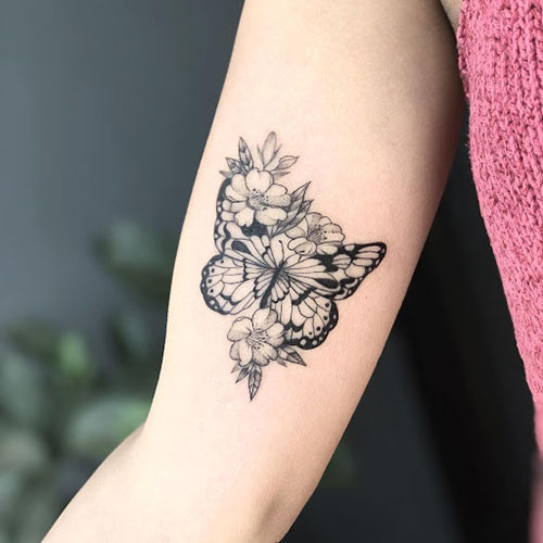 Sunflower with Butterfly Tattoo