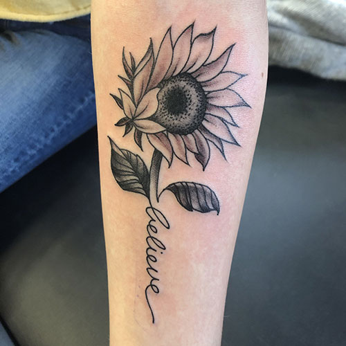 Sunflower Tattoo with Name