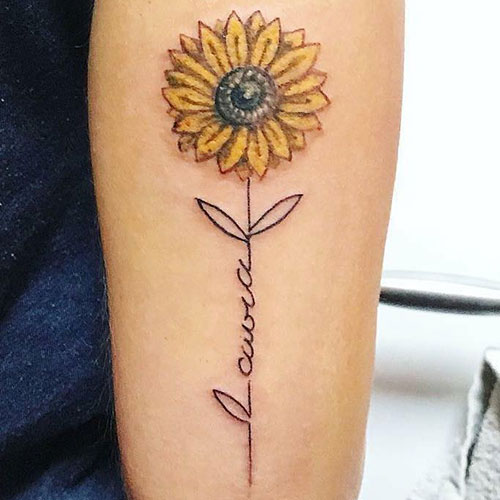 Best Sunflower Tattoo with Name