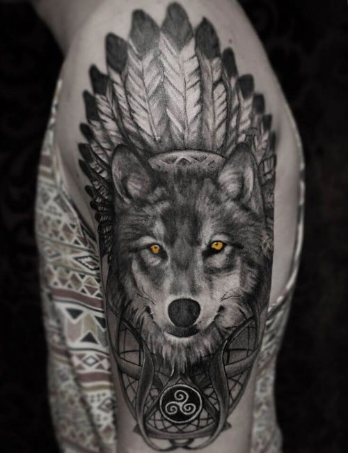 Tribal Wolf Shoulder Tattoo Designs