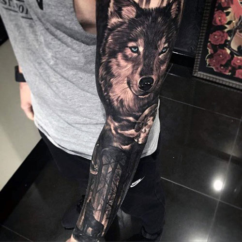 Wolf Sleeve Tattoo Designs