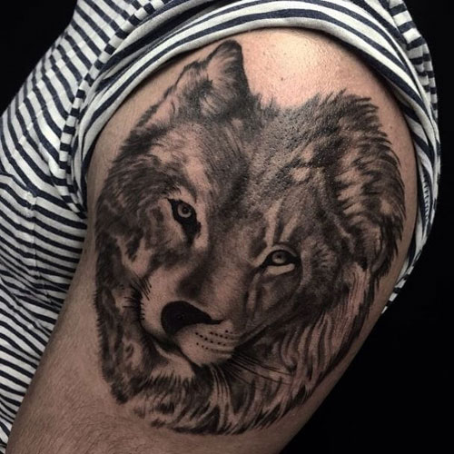 Lion and Wolf Tattoo