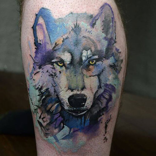 Cool Watercolor Wolf Tattoo Ideas