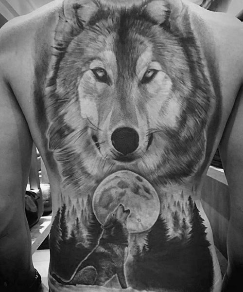 Best Wolf Back Tattoo Designs