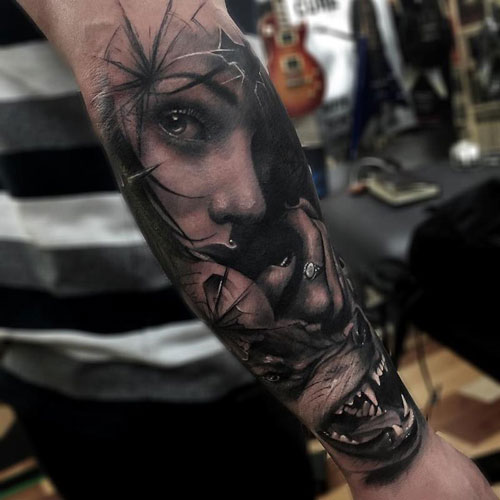 Cool Wolf Forearm Tattoos For Men