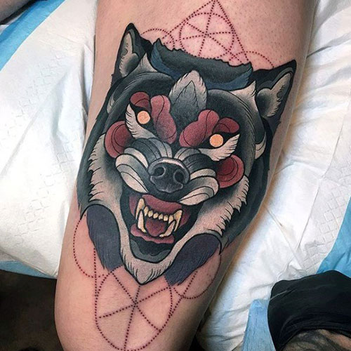 Cool Wolf Head Tattoo Designs