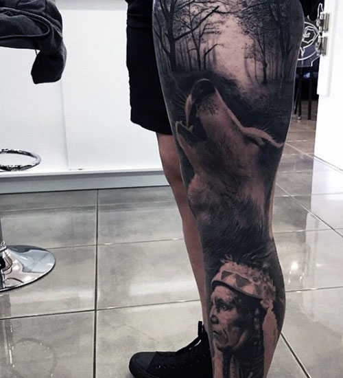 Wolf Leg Tattoos