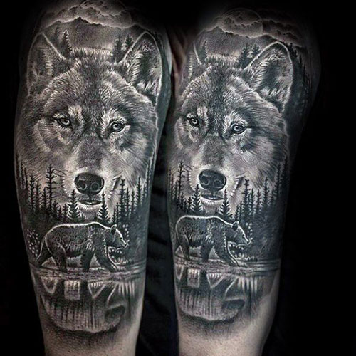 Wolf Half Sleeve Tattoo