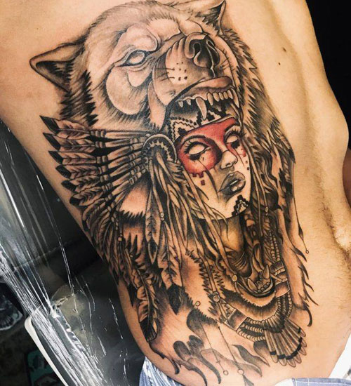 Tribal Wolf Head Tattoo
