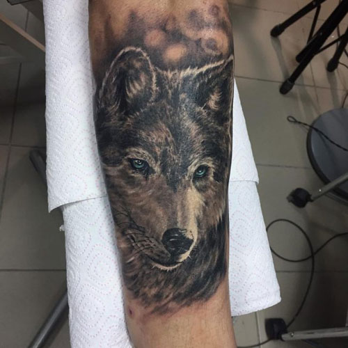Lower Arm Wolf Tattoo