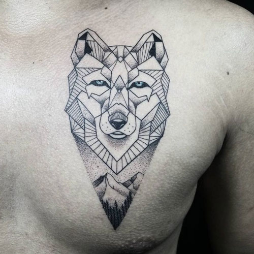 Geometric Wolf Tattoo