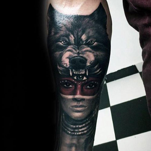 Creative Wolf Forearm Tattoo