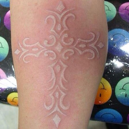 Religious White Ink Tattoo