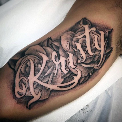 Cool Bicep Name Tattoo Designs