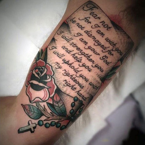 Inner Arm Scripture Tattoos For Men