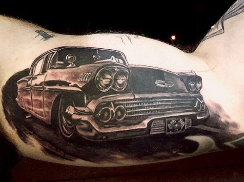 3D Car Tattoo on Bicep