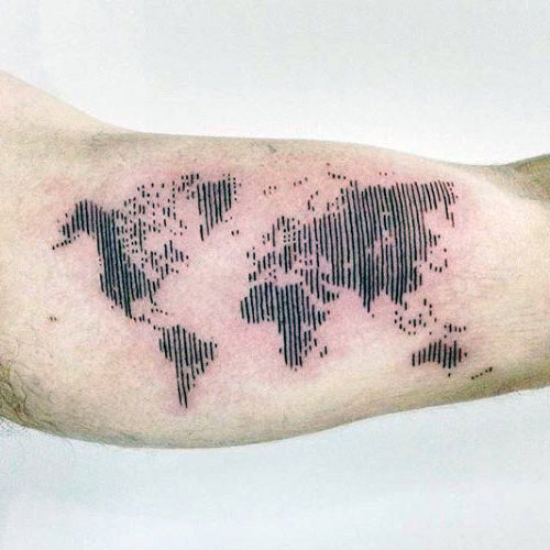 World Map Inner Arm Tattoos for Guys