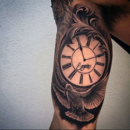 Clock Bicep Tattoo