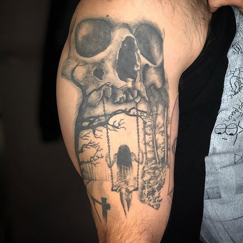 Badass Outer Bicep Tattoos For Guys