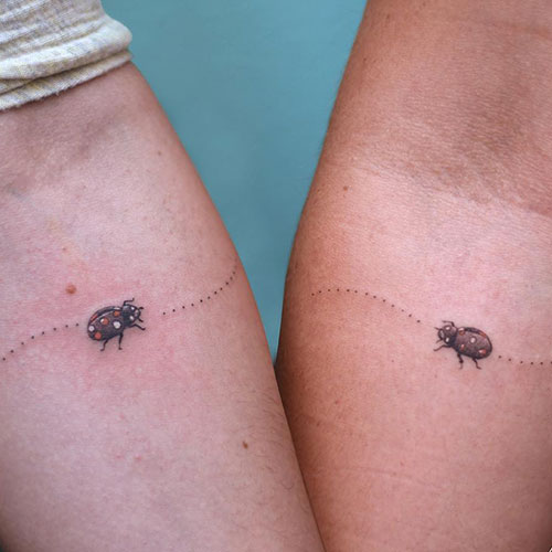 Cute Matching Ladybug Tattoo