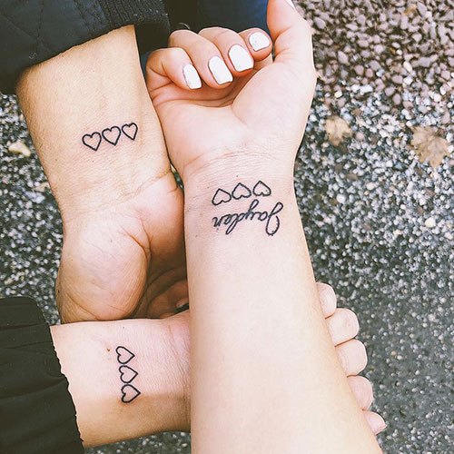 Cute Matching Heart Tattoo For Group