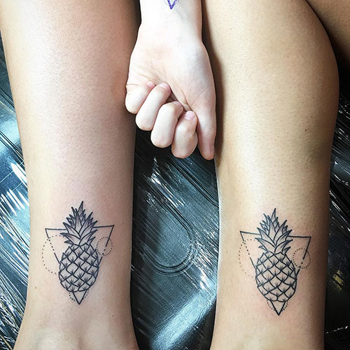 Cool Matching Pineapple Tattoo