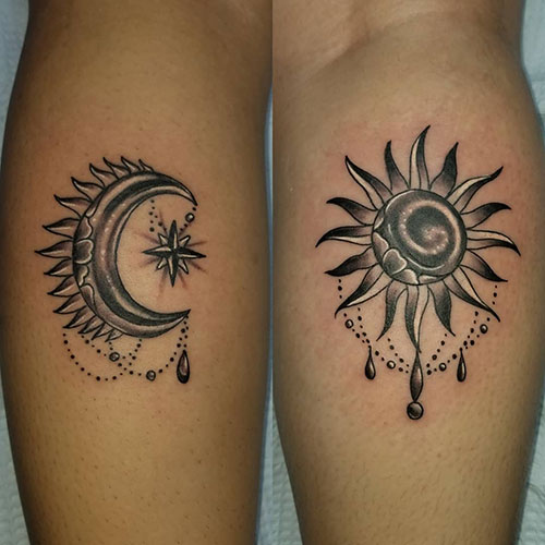 Sun and Moon Best Friend Tattoo Ideas