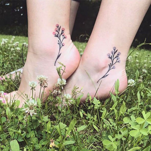 Flower Sister Tattoo Designs on Ankle