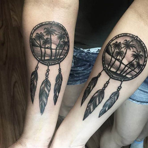 Matching Dream Catcher Tattoo For Sisters
