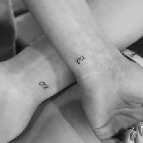 Small XO Sister Tattoos on Wrist
