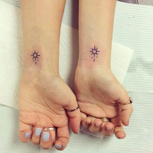 Tiny Sister Tattoos on Wrist