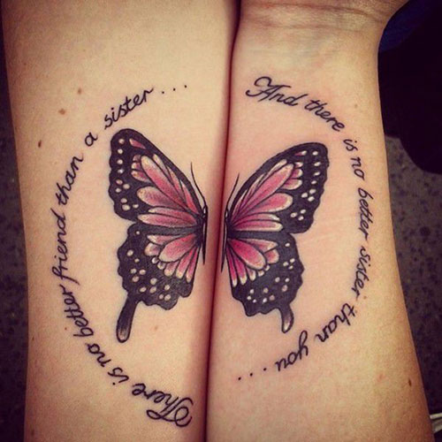 Connecting Butterfly Sister Tattoos
