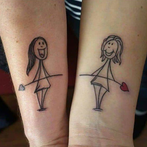 Cute Simple Forearm Sister Tattoos