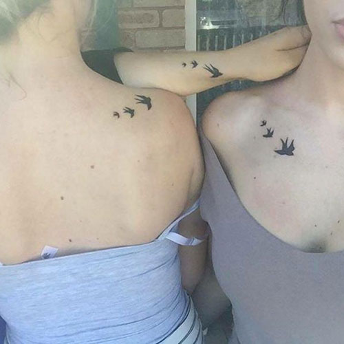 Matching Birds Sister Tattoos For 3