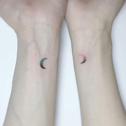 Simple Sun and Moon Sister Tattoo Ideas