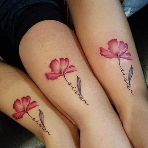Matching Forearm Rose Sister Tattoos