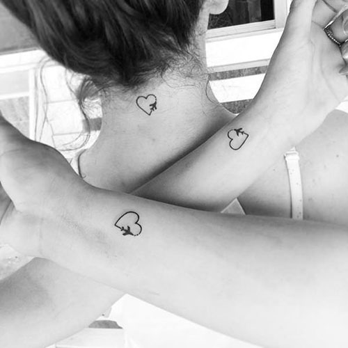 Cute Heart Sister Tattoo Ideas For 3