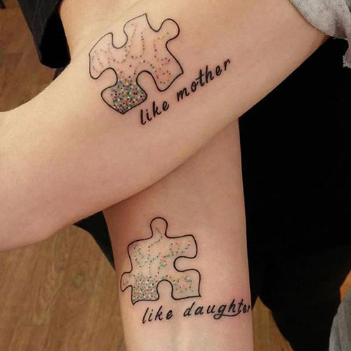 Mother Daughter Puzzle Tattoo Design