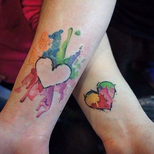 Mother Daughter Heart Tattoo Design