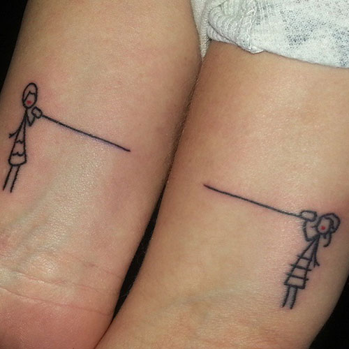 Simple Mother and Daughter Tattoos