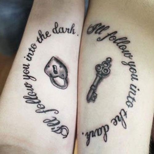 Lock and Key Mother Daughter Tattoos