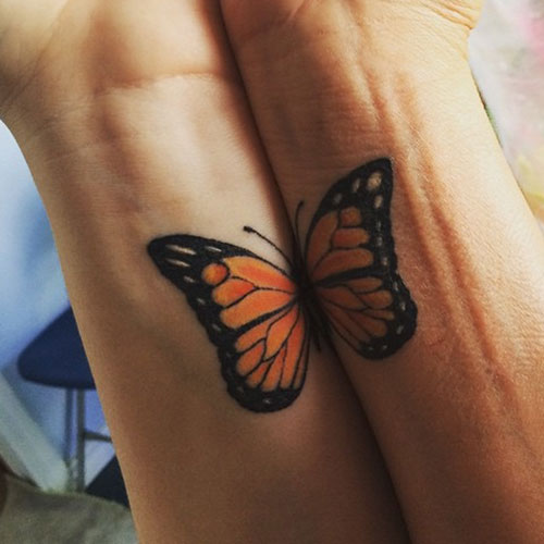 Matching Butterfly Mother Daughter Tattoo