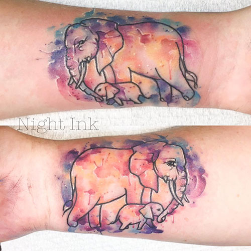 Matching Elephant Mother Daughter Tattoos