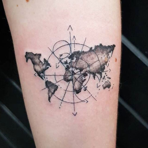 Simple World Map Tattoo