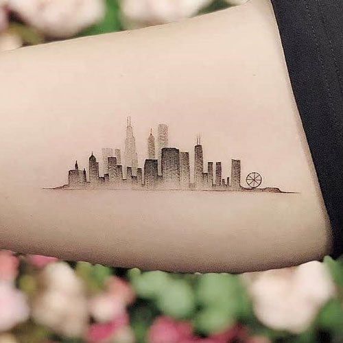 Small Skyline Tattoo For Guys