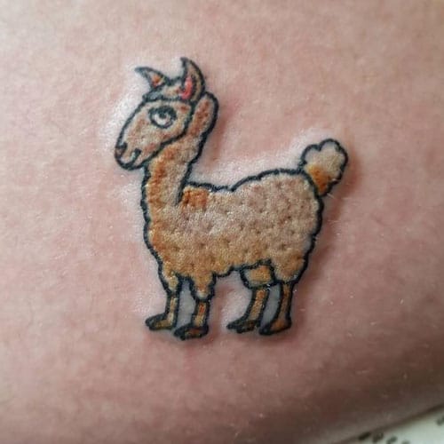 Small Llama Tattoo For Men